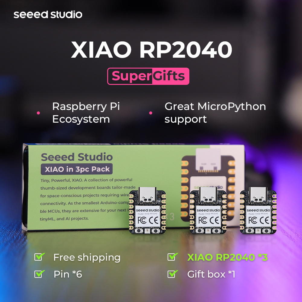 Microcontroller Kit - XIAO-RP2040シースタジオマイクロコントローラー、デュアルコアアームcortex、m0プロセッサー、arduino micropythonおよびcircuitpyth