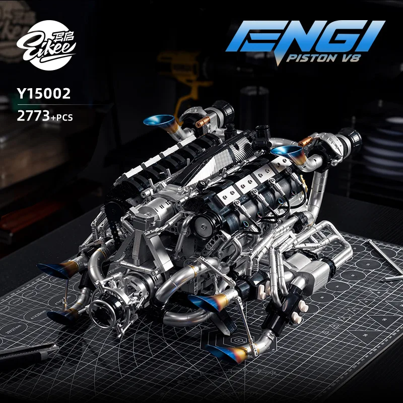 Stem Robotics Kit - 大人向けV8エンジン組み立てキット、ツインターボ・メカニカルエンジニアリングSTEMおもちゃ、スーパーカー・バットモービル。男性へのギフトやコレクション、展示用として最適。