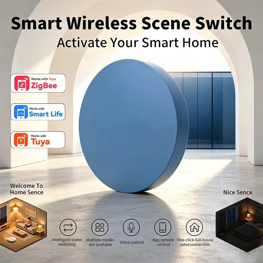 Smart Home Automation Kit - HIMOJO Zigbee対応スマートシーンプッシュボタン。Tuya Smart Life、Alexa、Google、CE、RoHSに対応。ワイヤレスシーンスイッチ、ホームオートメーション。