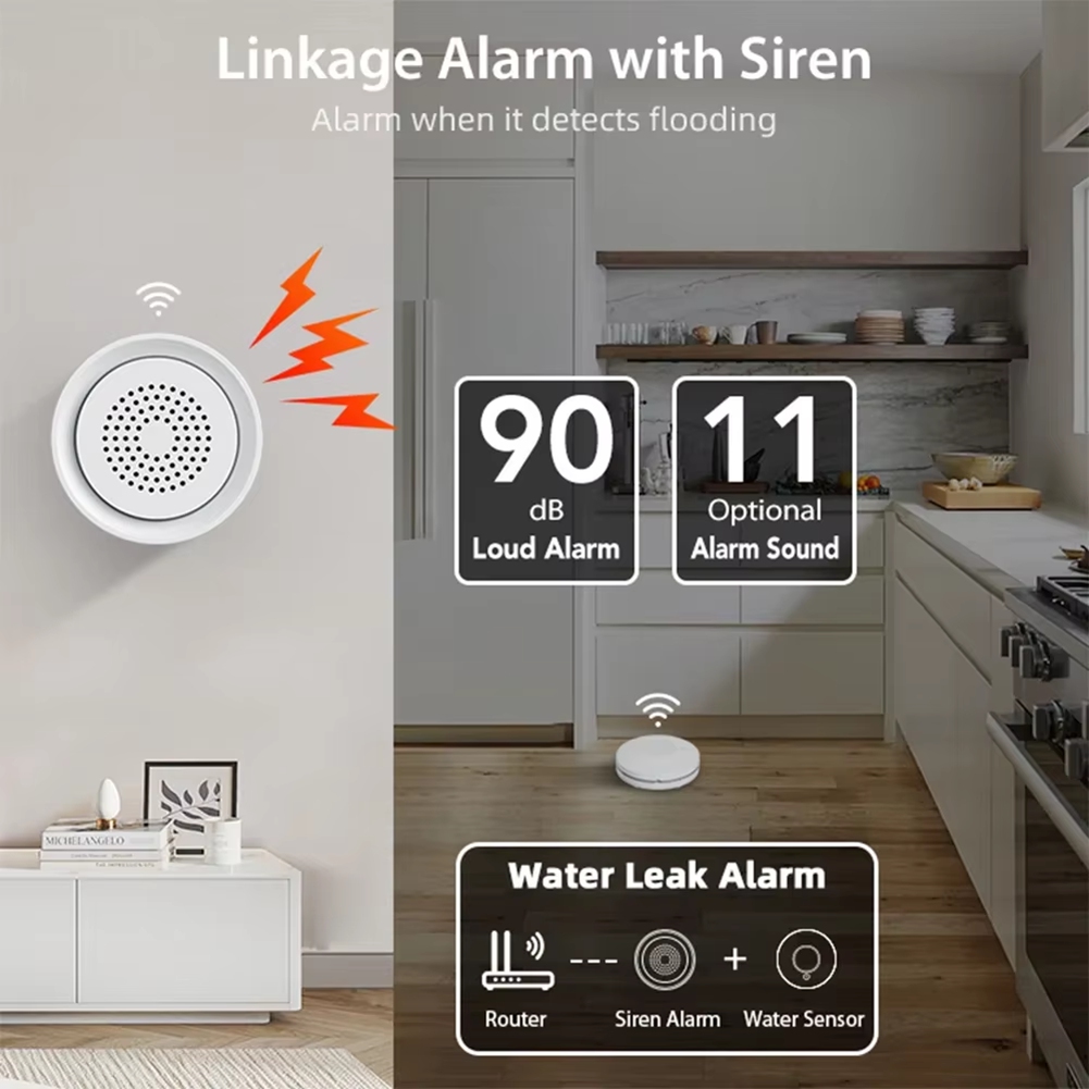 Smart Home Automation Kit - BTLIFE-サイレンアラーム付き洪水検知器 Wifi 水漏れ検知センサーキット Tuya Smart Life