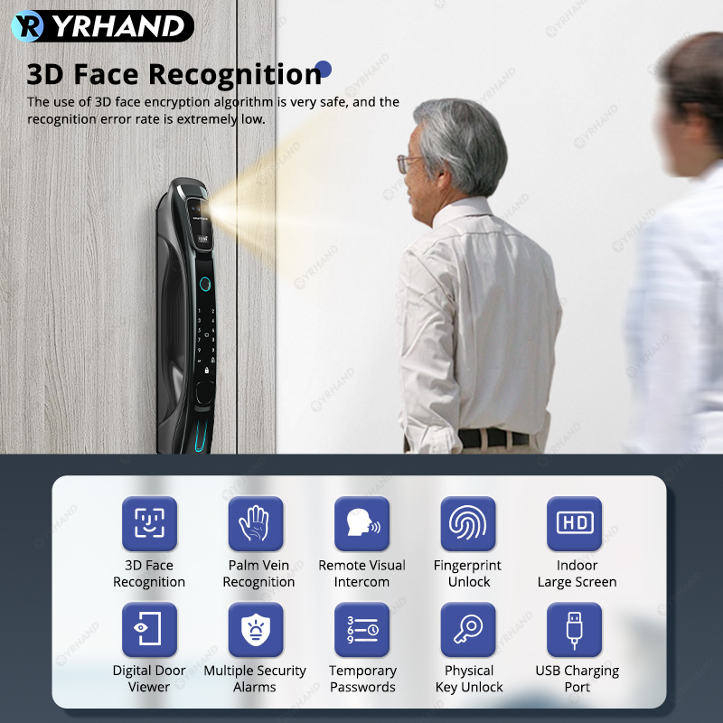 スマートロック、3D顔認識、手のひら静脈認証、指紋認証、Wi - Smart Door Lock Wifi のレビューと価格